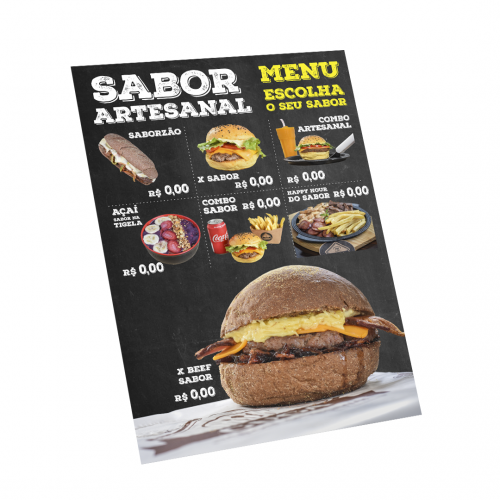 8 cardápio personalizado em PVC 50mm 4x0