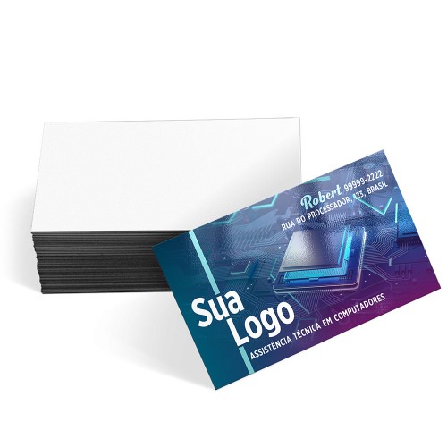 100 cartões de visita em couchê 300g com brilho 4x0