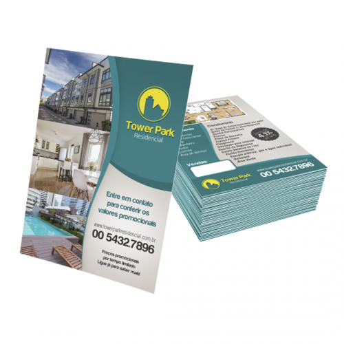 500 panfletos apergaminhado 90g 10,5x15,0cm 4x4 