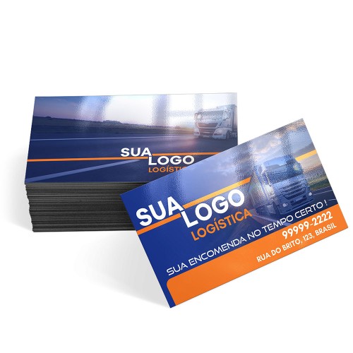 500 Cartões de Visitas Couche 250g com brilho 4x4